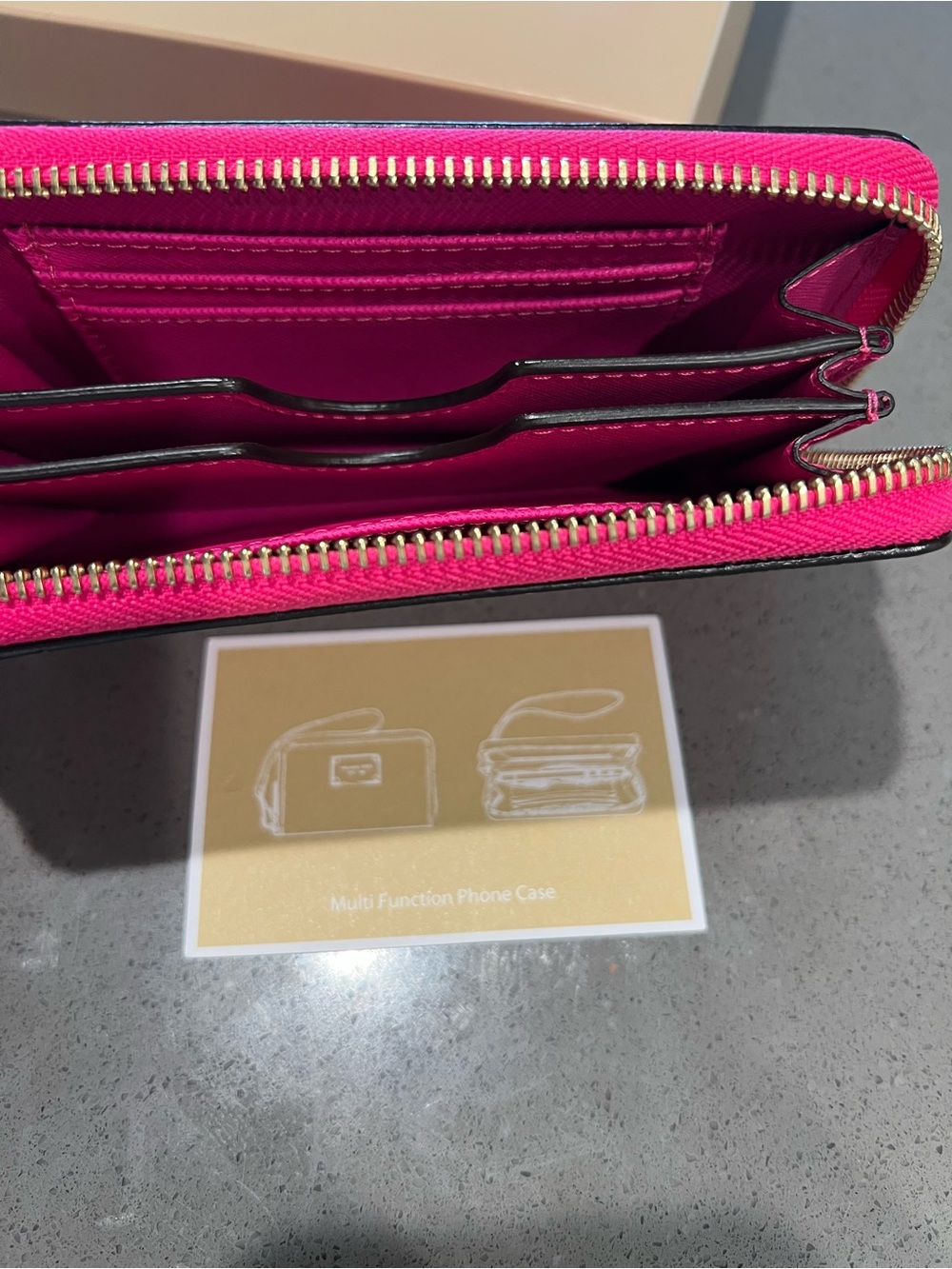 Michael Kors Hot Pink Saffiano Zip Wristlet Phone Case / wallet - Picture 6 of 7